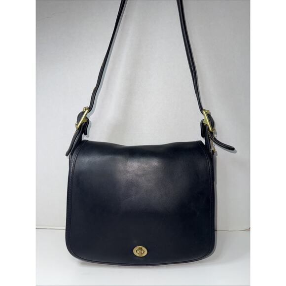 Coach Vintage Stewardess Bag Black Cowhide Leather 9525 Flight Bag Classic Purse - Picture 1 of 16